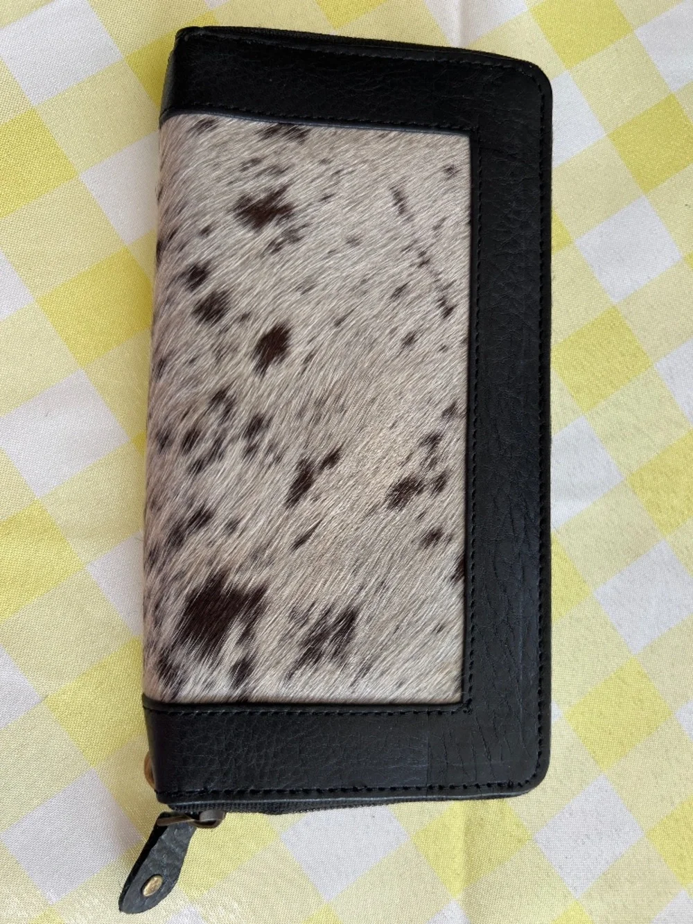 Western style cowhide wristlet